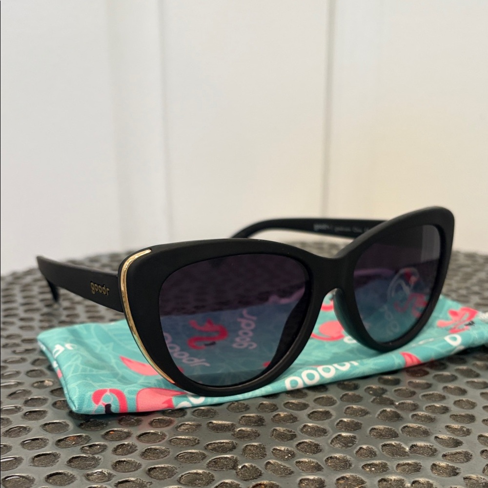 Goodr Breakfast Run to Tiffany’s Black Sunglasses with Gold Trim